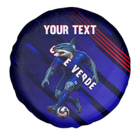 Personalized Cape Verde Soccer Spare Tire Cover Shark Mascot Football Player Striped Pattern