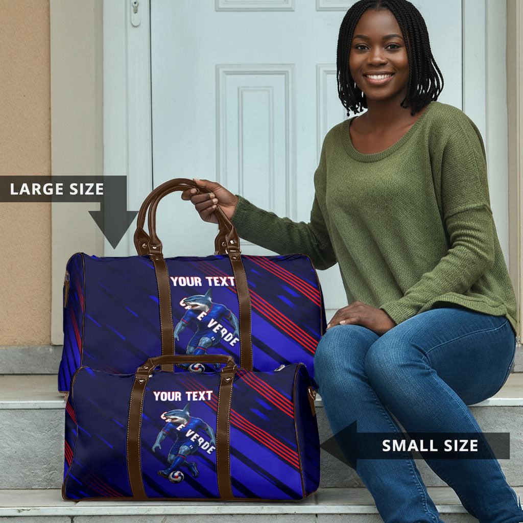 Personalized Cape Verde Soccer Travel Bag Shark Mascot Football Player Striped Pattern