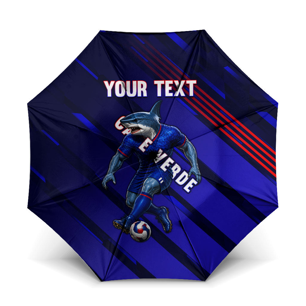 Personalized Cape Verde Soccer Umbrella Shark Mascot Football Player Striped Pattern