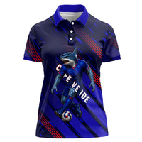 Personalized Cape Verde Soccer Women Polo Shirt Shark Mascot Football Player Striped Pattern