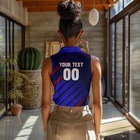 Personalized Cape Verde Soccer Women Sleeveless Polo Shirt Shark Mascot Football Player Striped Pattern