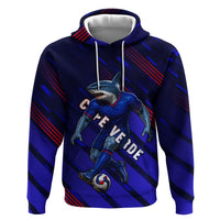 Personalized Cape Verde Soccer Zip Hoodie Shark Mascot Football Player Striped Pattern