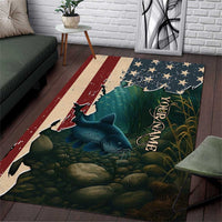 Catfish Fishing Area Rug with Underwater Scene and Distressed American Flag Background - Wonder Print Shop