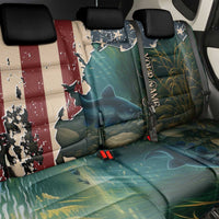 Catfish Fishing Back Car Seat Cover with Underwater Scene and Distressed American Flag Background - Wonder Print Shop