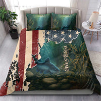 Catfish Fishing Bedding Set with Underwater Scene and Distressed American Flag Background - Wonder Print Shop