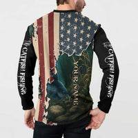 Catfish Fishing Button Sweatshirt with Underwater Scene and Distressed American Flag Background - Wonder Print Shop
