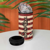 Catfish Fishing 4 in 1 Can Cooler Tumbler with Underwater Scene and Distressed American Flag Background - Wonder Print Shop