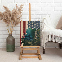 Catfish Fishing Canvas Wall Art with Underwater Scene and Distressed American Flag Background - Wonder Print Shop