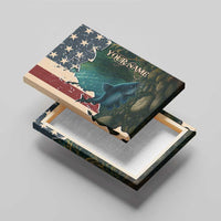Catfish Fishing Canvas Wall Art with Underwater Scene and Distressed American Flag Background - Wonder Print Shop