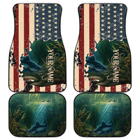 Catfish Fishing Car Mats with Underwater Scene and Distressed American Flag Background - Wonder Print Shop
