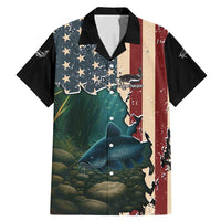 Catfish Fishing Family Matching Mermaid Dress and Hawaiian Shirt with Underwater Scene and Distressed American Flag Background - Wonder Print Shop