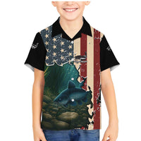 Catfish Fishing Family Matching Mermaid Dress and Hawaiian Shirt with Underwater Scene and Distressed American Flag Background - Wonder Print Shop
