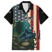 Catfish Fishing Family Matching Summer Maxi Dress and Hawaiian Shirt with Underwater Scene and Distressed American Flag Background - Wonder Print Shop
