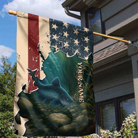 Catfish Fishing Garden Flag with Underwater Scene and Distressed American Flag Background - Wonder Print Shop