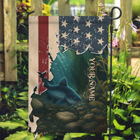Catfish Fishing Garden Flag with Underwater Scene and Distressed American Flag Background - Wonder Print Shop