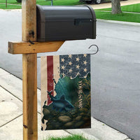 Catfish Fishing Garden Flag with Underwater Scene and Distressed American Flag Background - Wonder Print Shop