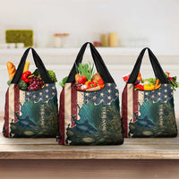 Catfish Fishing Grocery Bag with Underwater Scene and Distressed American Flag Background - Wonder Print Shop