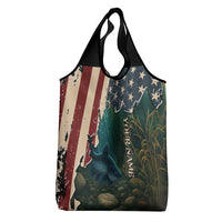 Catfish Fishing Grocery Bag with Underwater Scene and Distressed American Flag Background - Wonder Print Shop