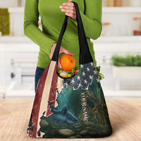 Catfish Fishing Grocery Bag with Underwater Scene and Distressed American Flag Background - Wonder Print Shop