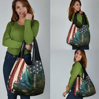 Catfish Fishing Grocery Bag with Underwater Scene and Distressed American Flag Background - Wonder Print Shop