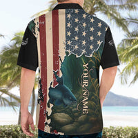 Catfish Fishing Hawaiian Shirt with Underwater Scene and Distressed American Flag Background - Wonder Print Shop