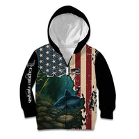Catfish Fishing Kid Hoodie with Underwater Scene and Distressed American Flag Background - Wonder Print Shop