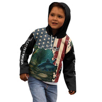 Catfish Fishing Kid Hoodie with Underwater Scene and Distressed American Flag Background - Wonder Print Shop