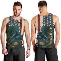 Catfish Fishing Men Tank Top with Underwater Scene and Distressed American Flag Background - Wonder Print Shop