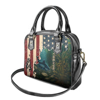 Catfish Fishing Shoulder Handbag with Underwater Scene and Distressed American Flag Background - Wonder Print Shop