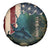 Catfish Fishing Spare Tire Cover with Underwater Scene and Distressed American Flag Background - Wonder Print Shop