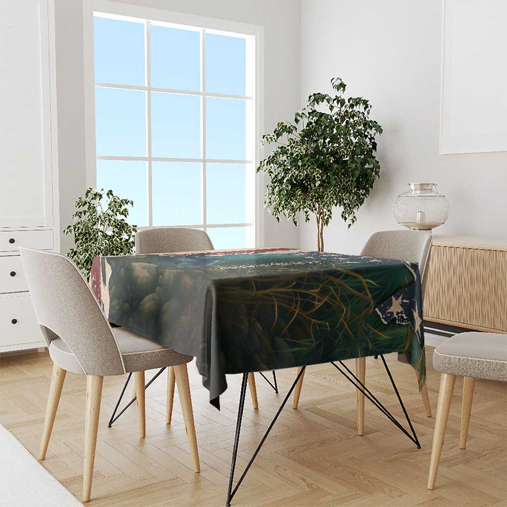 Catfish Fishing Tablecloth with Underwater Scene and Distressed American Flag Background - Wonder Print Shop