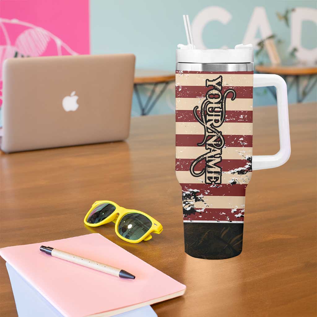 Catfish Fishing Tumbler With Handle with Underwater Scene and Distressed American Flag Background - Wonder Print Shop
