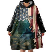 Catfish Fishing Wearable Blanket Hoodie with Underwater Scene and Distressed American Flag Background - Wonder Print Shop