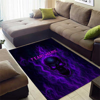 Custom Bowling Purple Flame Skull Area Rug Custom Team Name on Dark Background - Wonder Print Shop