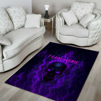 Custom Bowling Purple Flame Skull Area Rug Custom Team Name on Dark Background - Wonder Print Shop