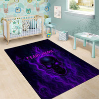 Custom Bowling Purple Flame Skull Area Rug Custom Team Name on Dark Background - Wonder Print Shop