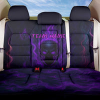 Custom Bowling Purple Flame Skull Back Car Seat Cover Custom Team Name on Dark Background - Wonder Print Shop