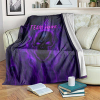 Custom Bowling Purple Flame Skull Blanket Custom Team Name on Dark Background - Wonder Print Shop