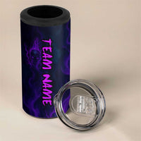 Custom Bowling Purple Flame Skull 4 in 1 Can Cooler Tumbler Custom Team Name on Dark Background - Wonder Print Shop
