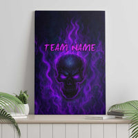 Custom Bowling Purple Flame Skull Canvas Wall Art Custom Team Name on Dark Background - Wonder Print Shop
