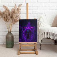 Custom Bowling Purple Flame Skull Canvas Wall Art Custom Team Name on Dark Background - Wonder Print Shop