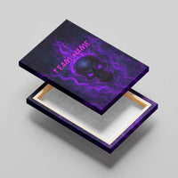 Custom Bowling Purple Flame Skull Canvas Wall Art Custom Team Name on Dark Background - Wonder Print Shop