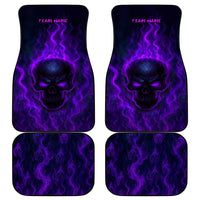 Custom Bowling Purple Flame Skull Car Mats Custom Team Name on Dark Background - Wonder Print Shop