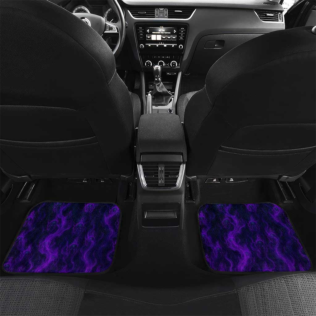 Custom Bowling Purple Flame Skull Car Mats Custom Team Name on Dark Background - Wonder Print Shop