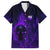 Custom Bowling Purple Flame Skull Family Matching Long Sleeve Bodycon Dress and Hawaiian Shirt Custom Team Name on Dark Background - Wonder Print Shop