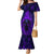 Custom Bowling Purple Flame Skull Family Matching Mermaid Dress and Hawaiian Shirt Custom Team Name on Dark Background - Wonder Print Shop