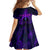 Custom Bowling Purple Flame Skull Family Matching Off Shoulder Short Dress and Hawaiian Shirt Custom Team Name on Dark Background - Wonder Print Shop