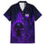 Custom Bowling Purple Flame Skull Family Matching Short Sleeve Bodycon Dress and Hawaiian Shirt Custom Team Name on Dark Background - Wonder Print Shop