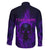 Custom Bowling Purple Flame Skull Family Matching Short Sleeve Bodycon Dress and Hawaiian Shirt Custom Team Name on Dark Background - Wonder Print Shop