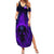 Custom Bowling Purple Flame Skull Family Matching Summer Maxi Dress and Hawaiian Shirt Custom Team Name on Dark Background - Wonder Print Shop